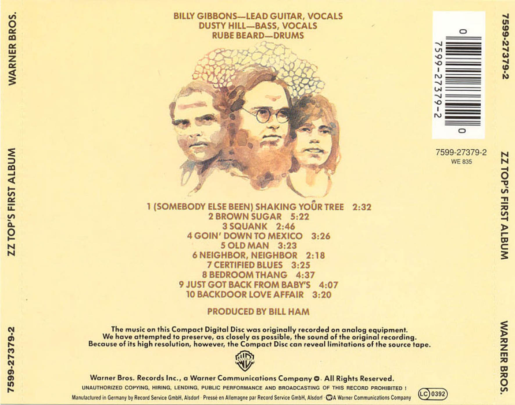 ZZ Top  ZZ Tops First Album : Back  d